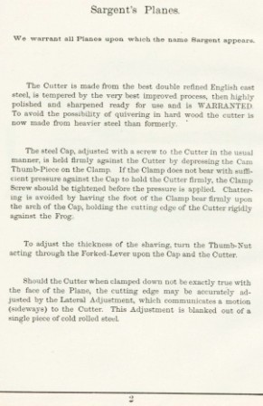 Sargent's planes construction