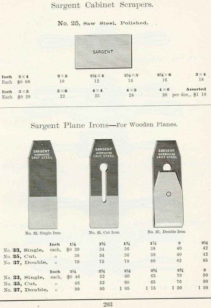 Sargent Cabinet Scraper and Plane iron