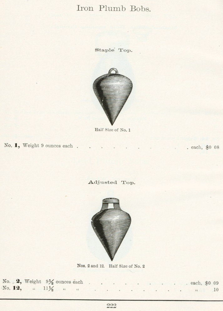 Sargent Iron Plumb bob from 1911 catalog