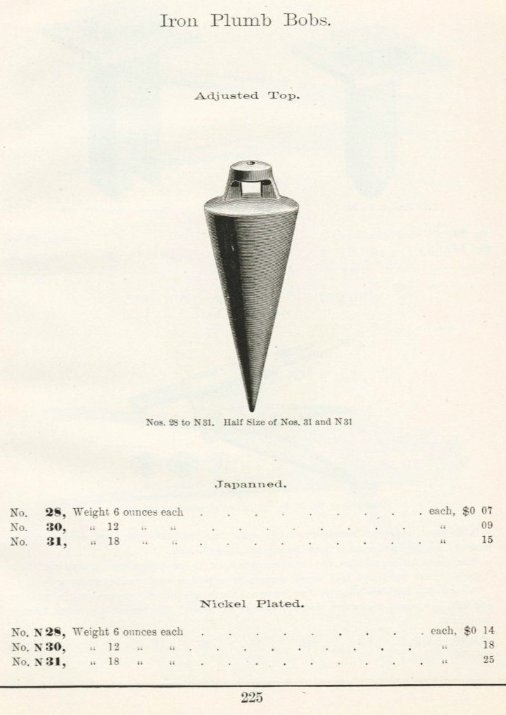 Sargent iron plumb bob from 1911 catalog