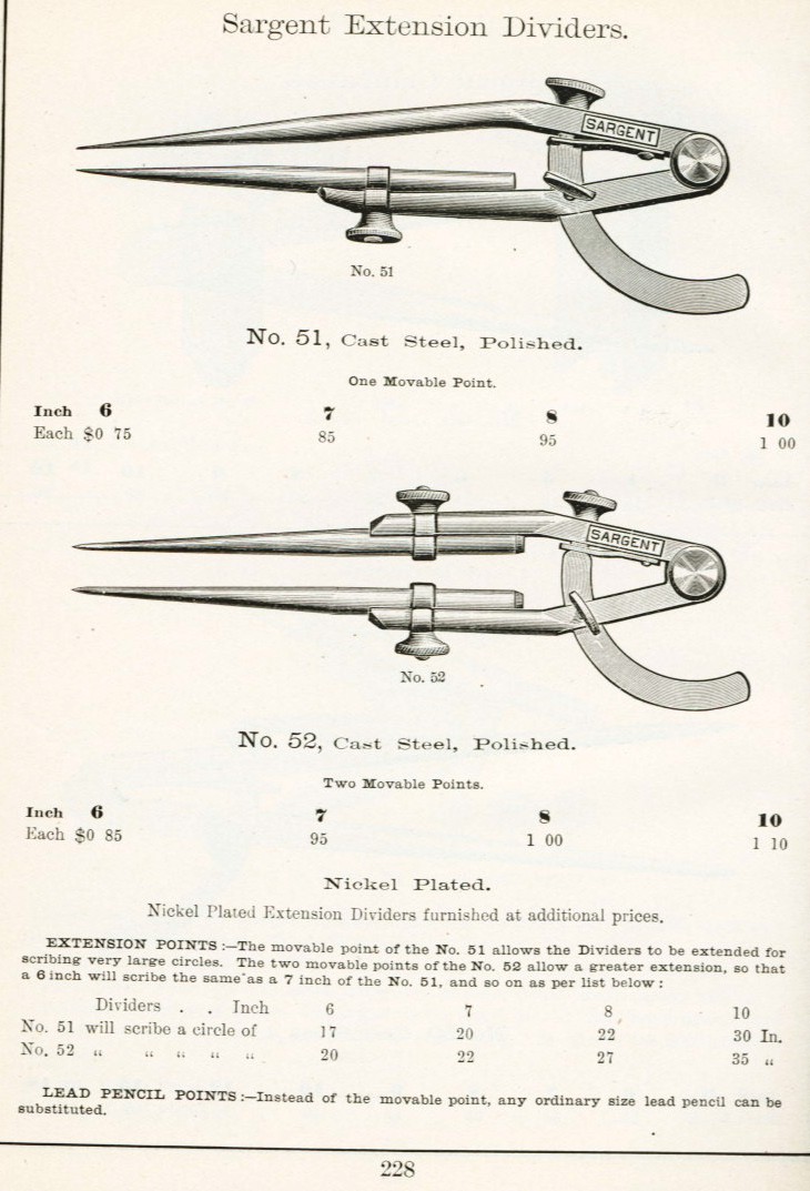Sargent extension divider from 1911 catalog