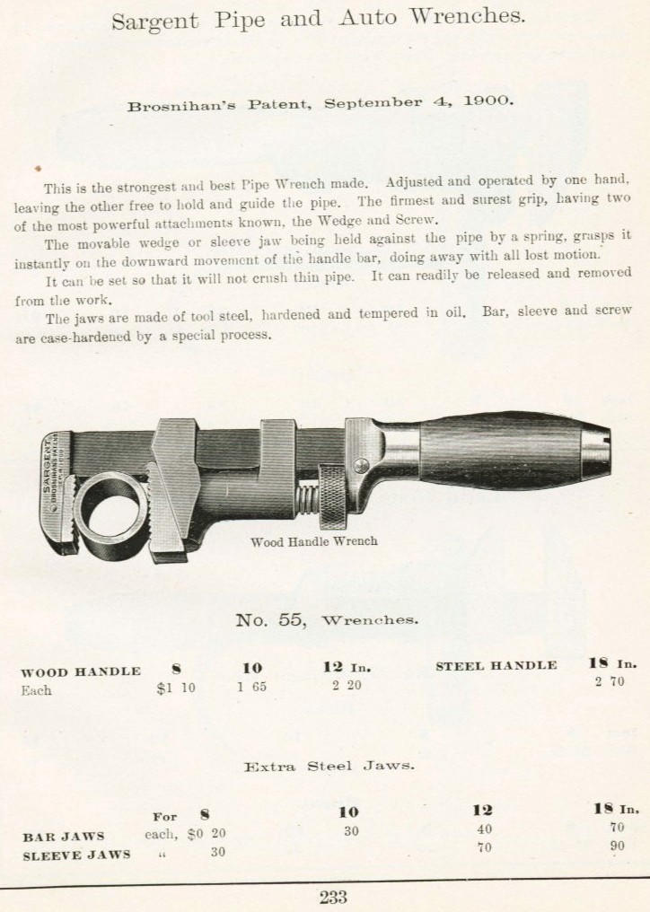 Sargent Pipe and auto wrench