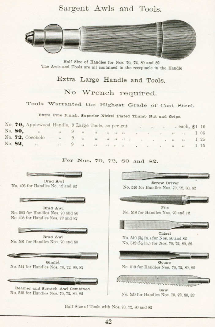 Sargent Awls and tools large handle