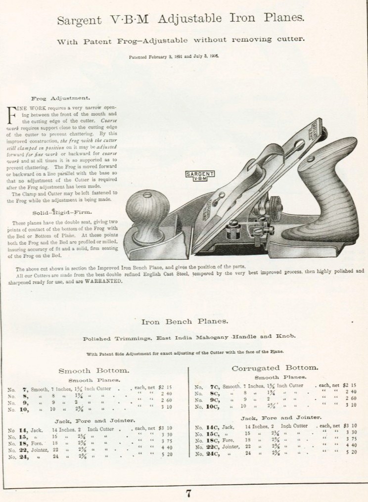 Sargent iron plane 7, 8. 9, 10, 14, 15, 18, 22, 24
