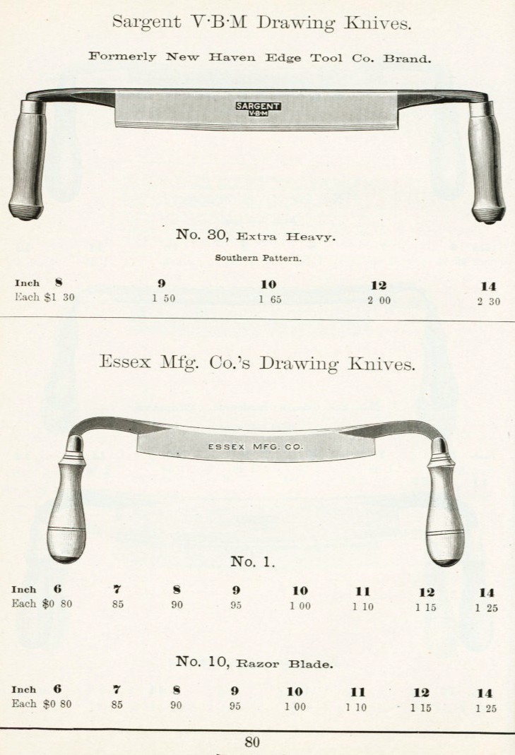 Sargent and Essex drawknife from 1911 catalog