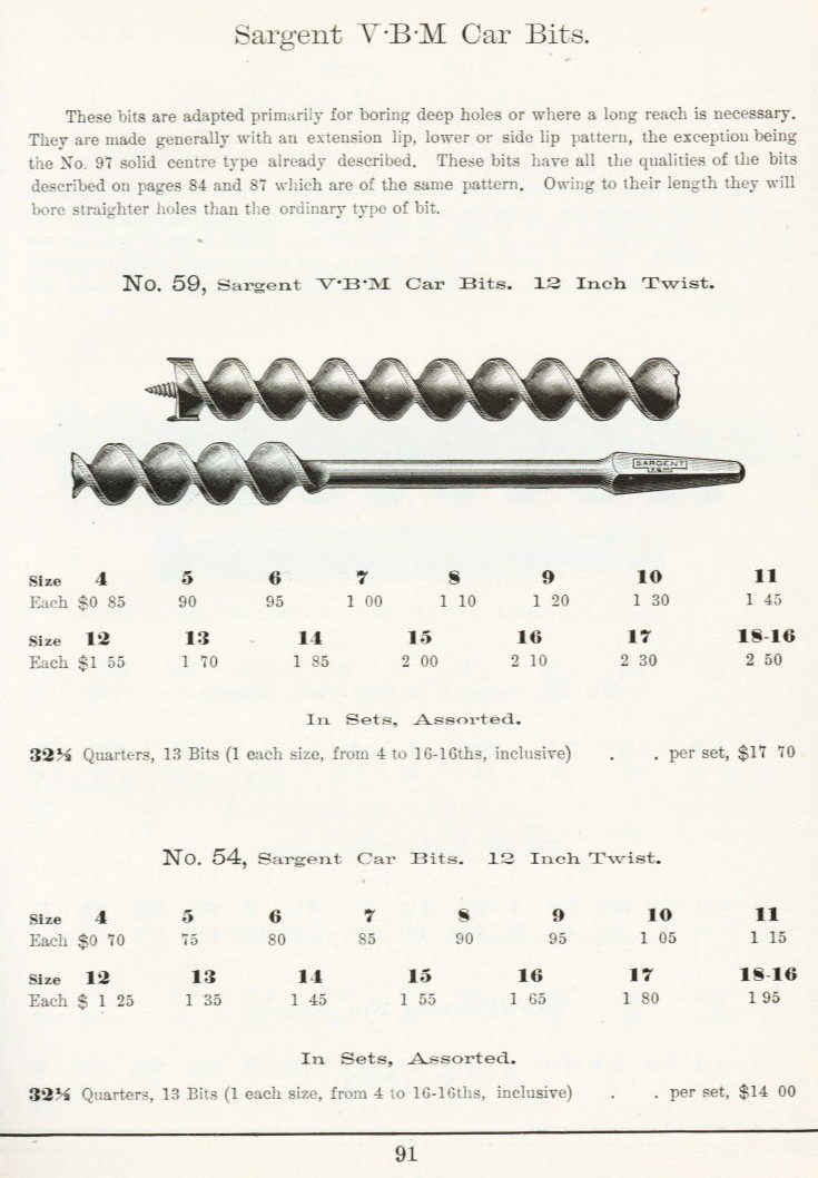 Sargent Car bit 1911 catalog