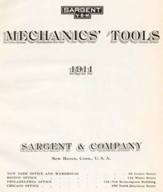 1911 Sargent VBM Mechanics' Tools catalog