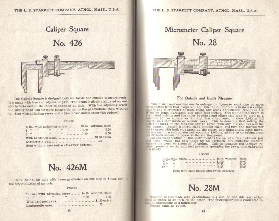 Starrett Caliper Square and Micrometer