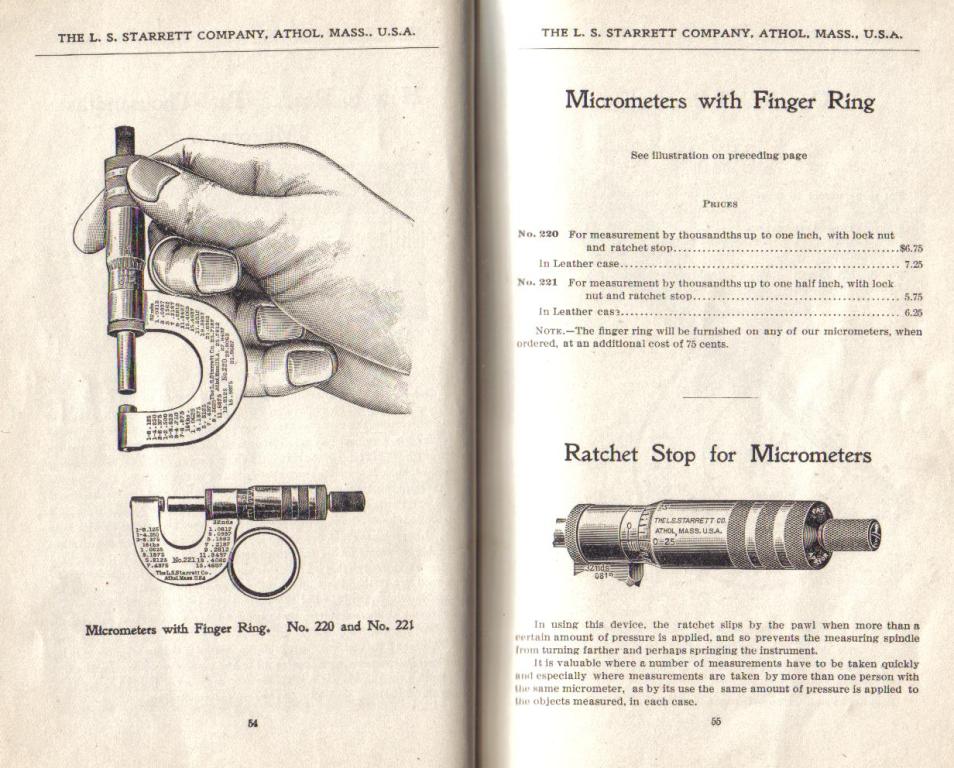 Starrett Micrometer with Finger Ring