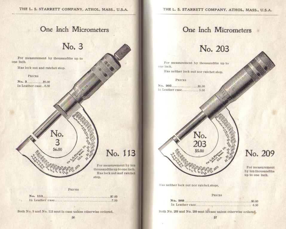 Starrett One Inch Micrometers