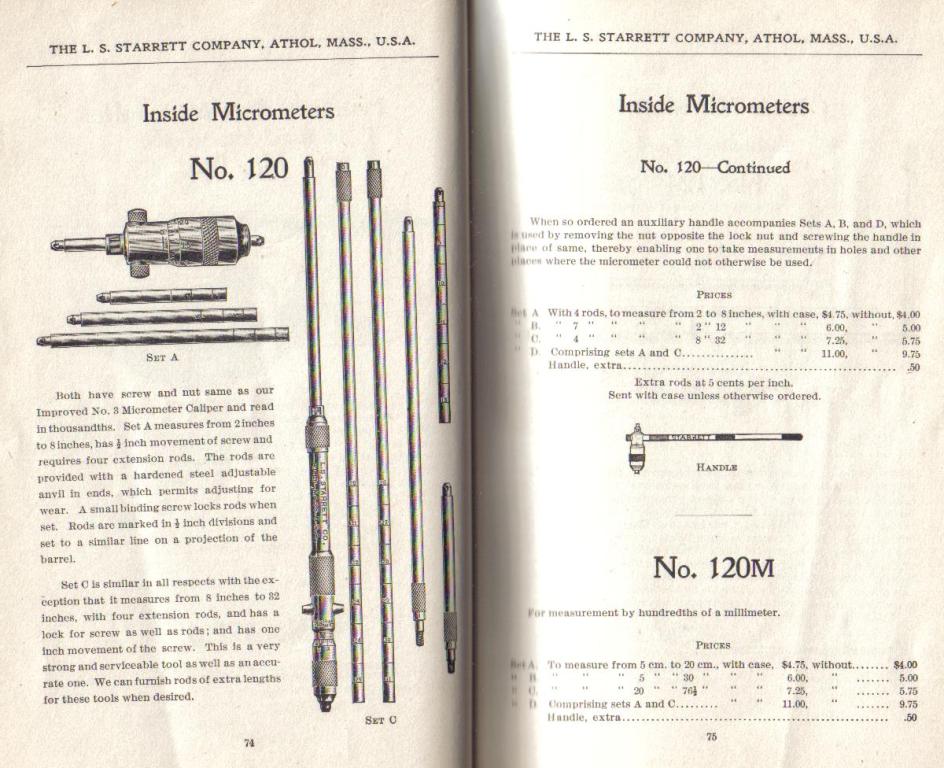Starrett Inside Micrometer # 120 and # 120M