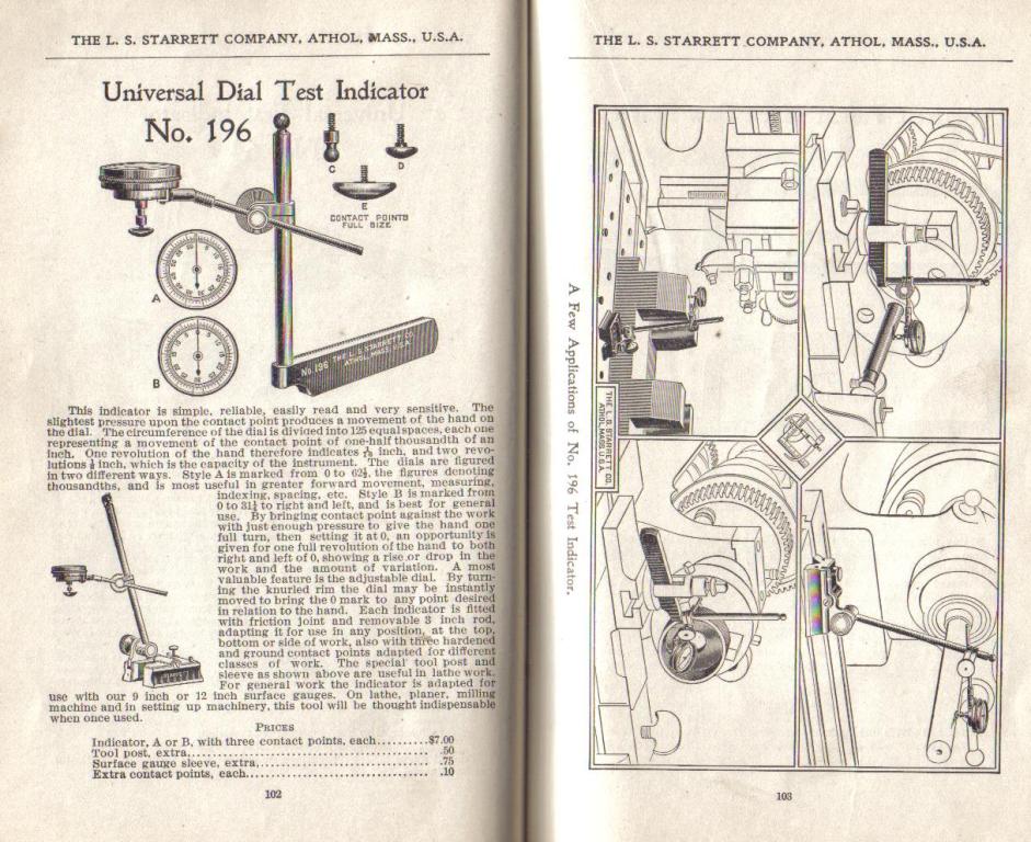Starrett Universal Dial Test Indicator # 196