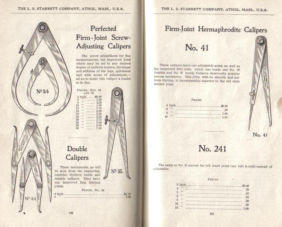 Starrett Firm Joint Double & Hermaphrodite Caliper