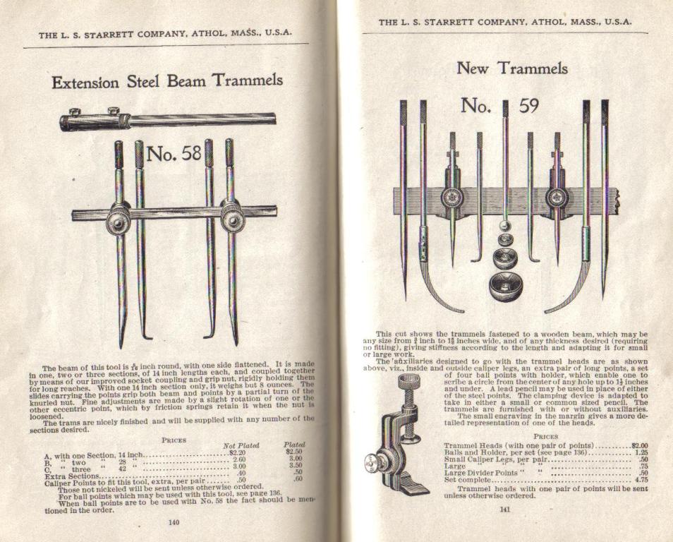 Starrett Steel Beam Trammels # 58 and # 59
