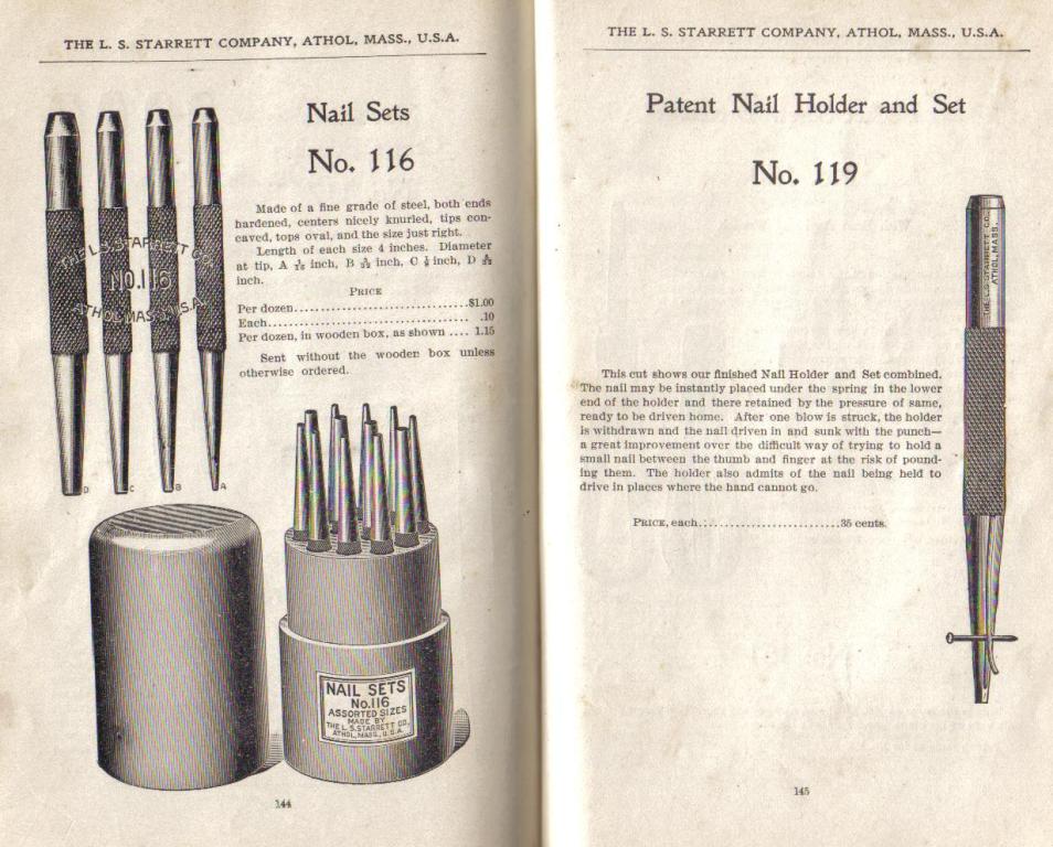Starrett Nail Sets # 116 and # 119