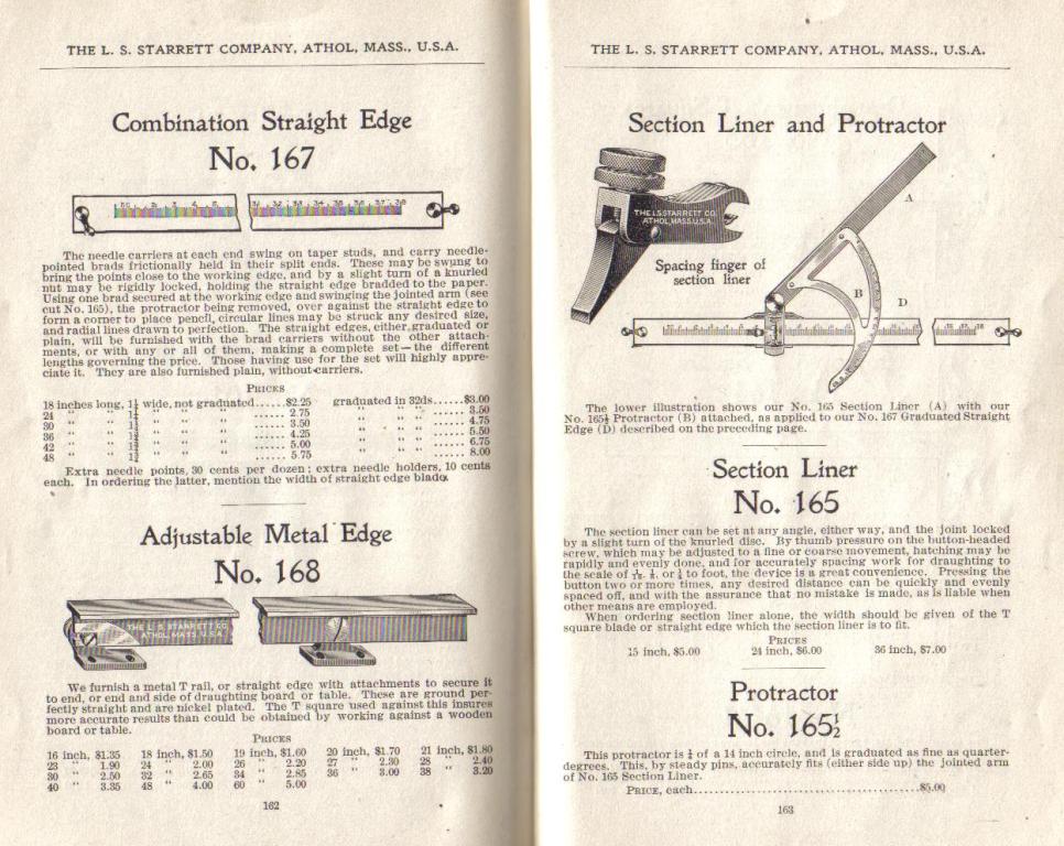 Starrett Straight Edge, Liner and Protractor